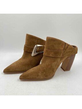 Vince Camuto Suede Tan Heels Women's Shoe Size 9 Caramel Solid Mules